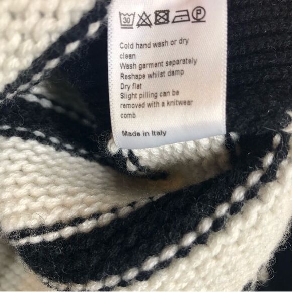 ME+EM Italian Merino Wool Cashmere Breton Stripe Sweater Size Medium - Picture 9 of 9